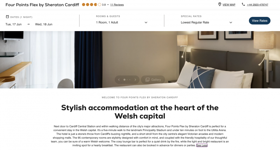 Screenshot of Four Points Flex by Sheraton Cardiff with hotel description